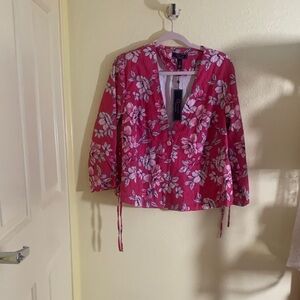 NWT C. Wonder Pink Floral Blouse, size L